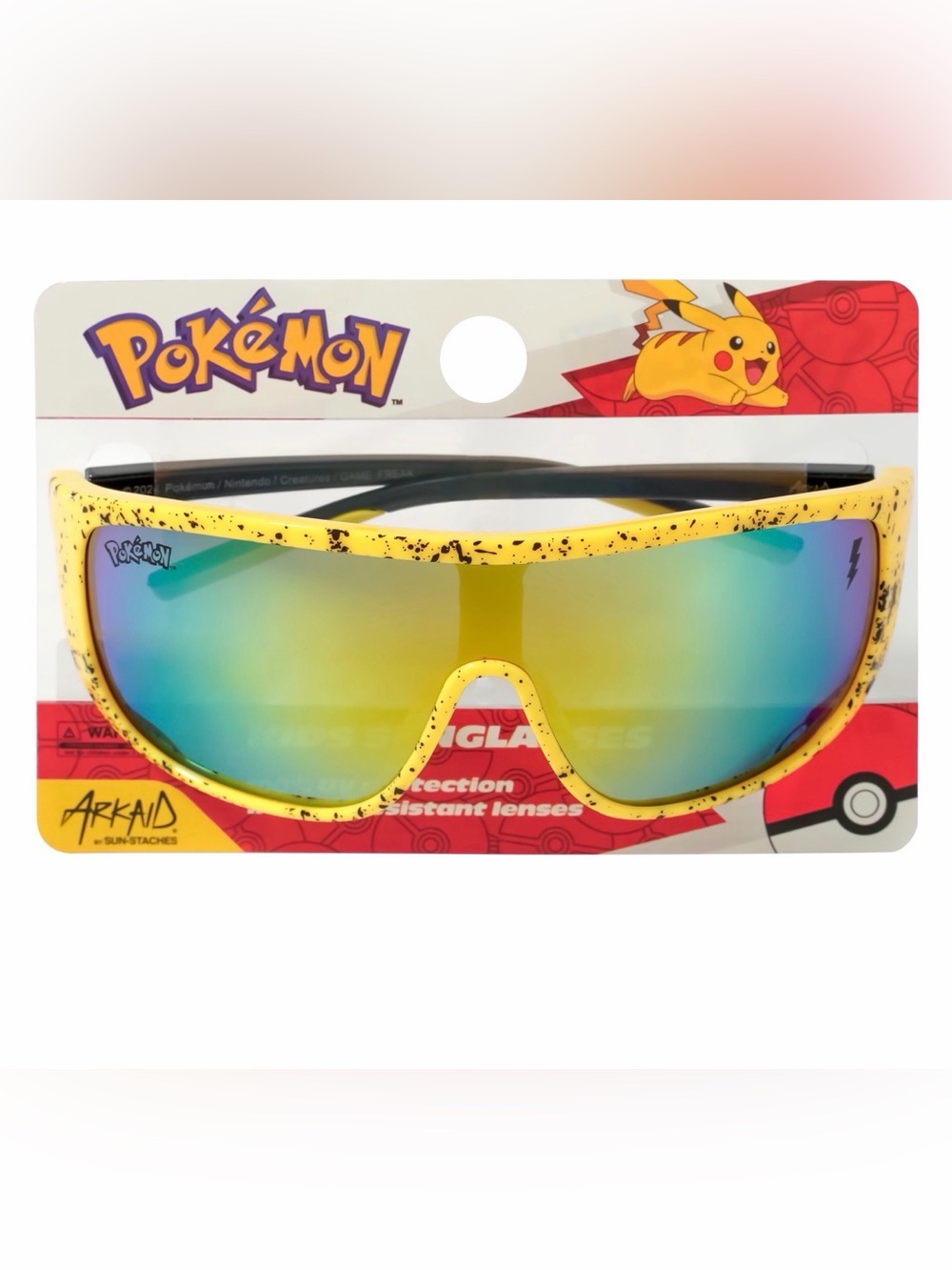 Pokemon Kids Yellow Speckled Frame Mirrored Lens Sunglasses